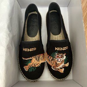 KENZO CANVAS ESPADRILLES CLASSIC TIGER BLACK *NIB* KID size 3.5 (Woman 35)